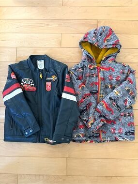 Lightning McQueen Cars Faux Leather Racing Jacket Boys 4T Racecar Print Disney